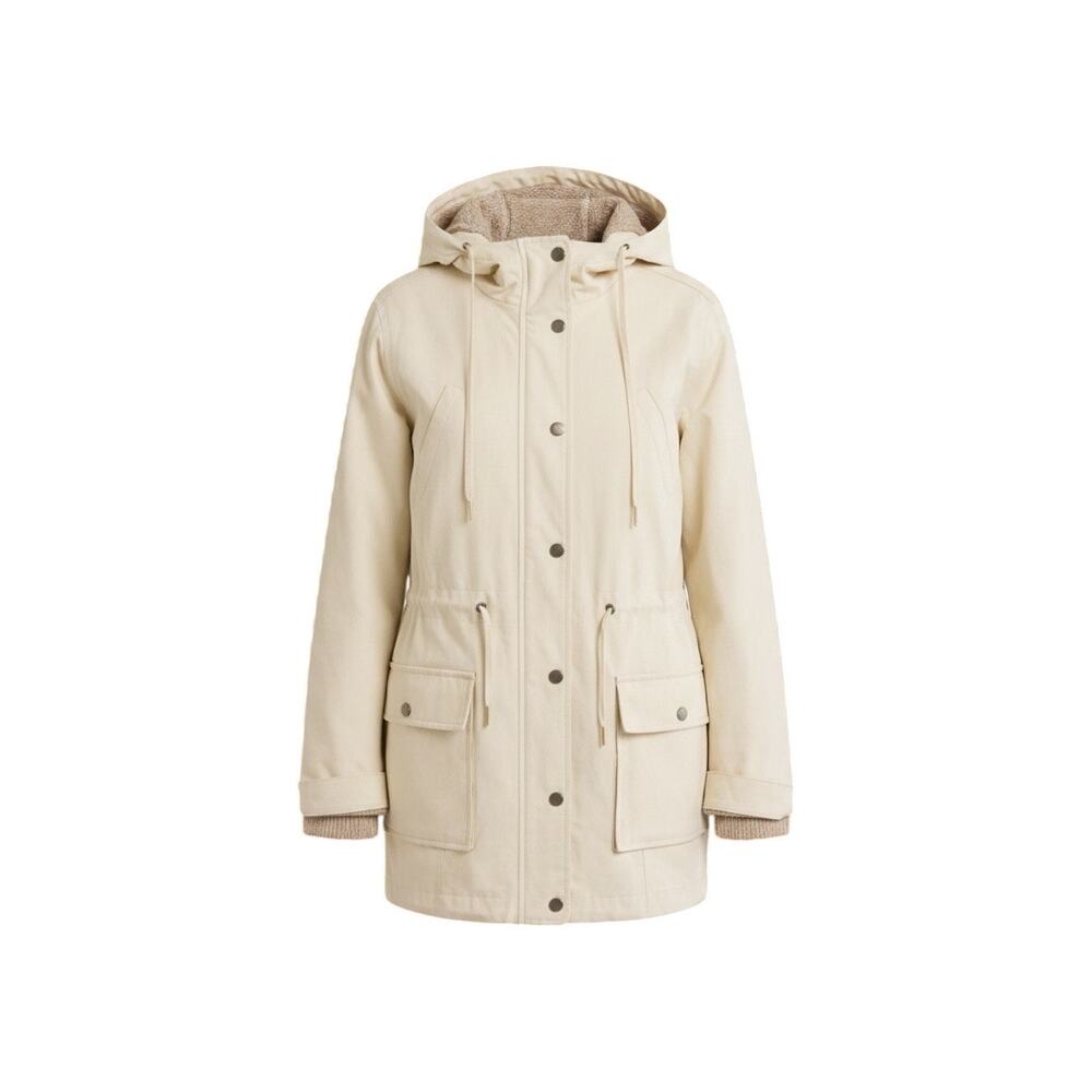 Blu Pepper Khaki Hooded Drawstring Cargo Pockets Utility Jacket - Size L